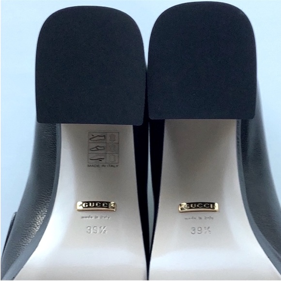 Gucci Houdan Black Leather Gold Horsebit Platform Slip On Loafers S 39 1/2 - Picture 9 of 12